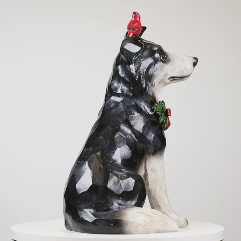 Border Collie with Cardinal